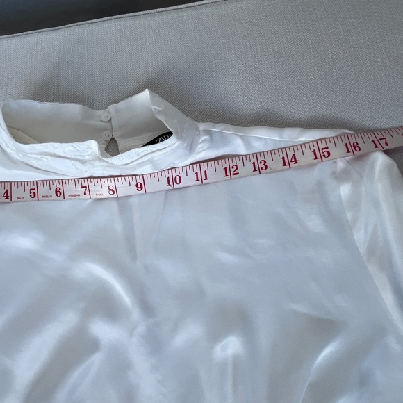 Zara ivory white (S) high-neck, long-sleeve, silky satin tunic, BNWOT. - Picture 8 of 15